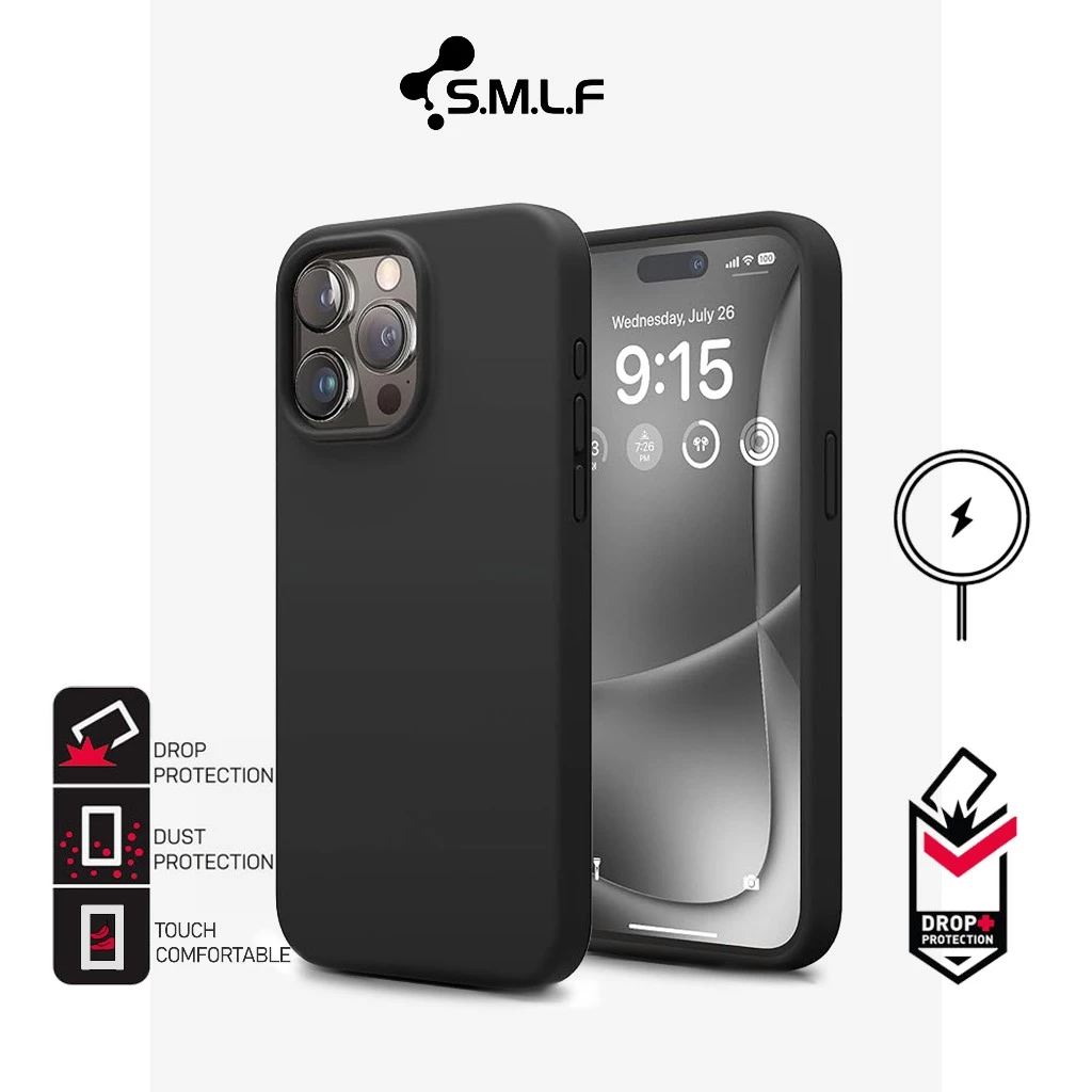 SMLF Liquid Silicone Magnetic Case เคสซิลิโคนเหลว Magnetic For iPhone 17 Pro Max 16 Pro Max 15 Pro Max 14 Pro Max 13 Pro Max 12 Pro Max 17 Air Anti-Scratch Soft Microfiber Lining Slim Thin Cover Shockproof Casing เคสกันกระแทก เคสแม่เหล็ก