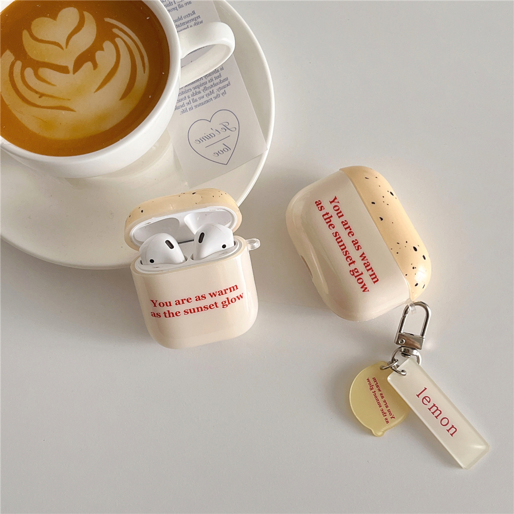 หูฟังเคสบลูทูธเข้ากันได้สําหรับ AirPods 1/2 Pro(2019) 3 Pro2(2022) ins letter cream yellow เคส IMD พร้อมสาย earphone Bluetooth case compatible for AirPods