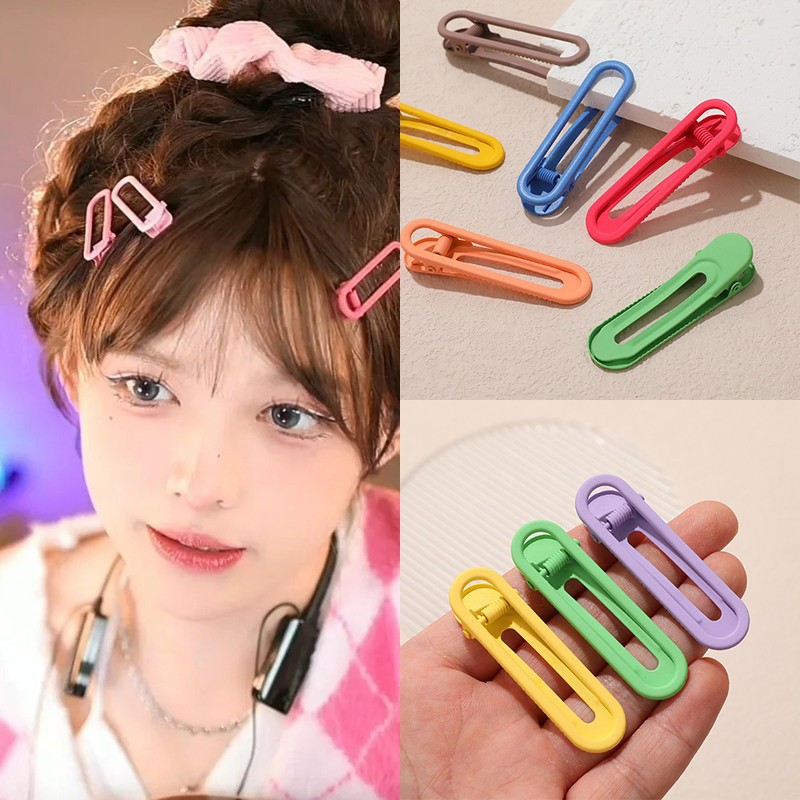1บาทกิ๊บติดผมหน้าม้าน่ารัก สีแคนดี้ แบบเรียบง่าย สําหรับผู้หญิง 2024-besla.th