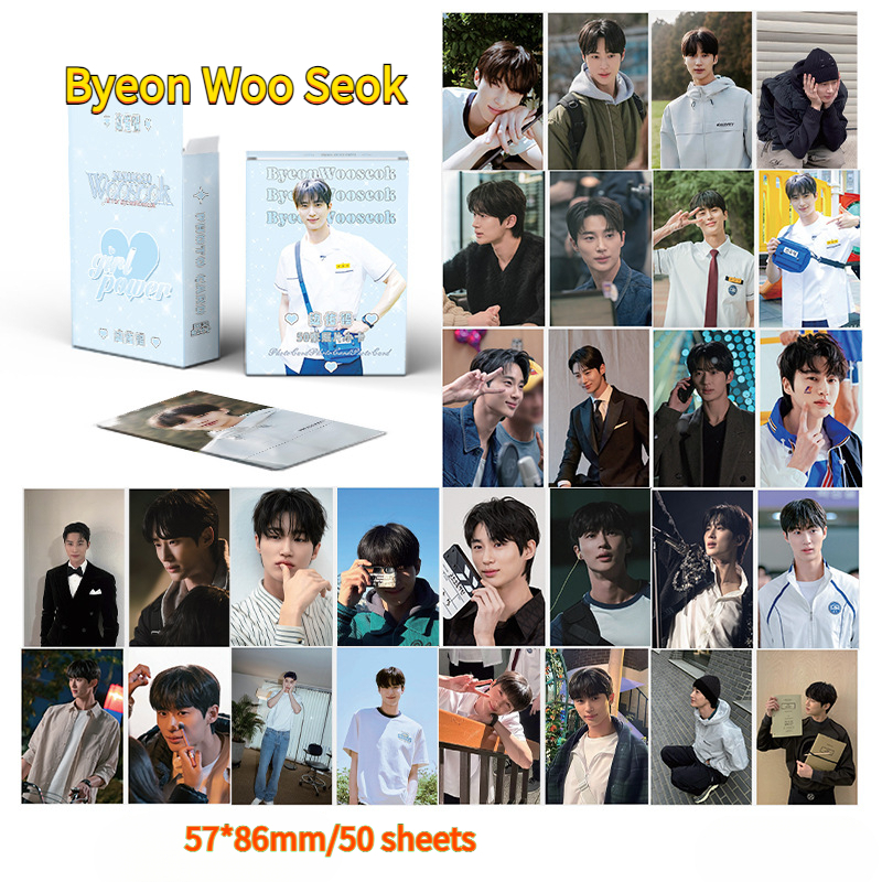 50 แผ่น Byeon Woo Seok Photo Cards คอลเลกชันการ์ด LOMO 57*86mm