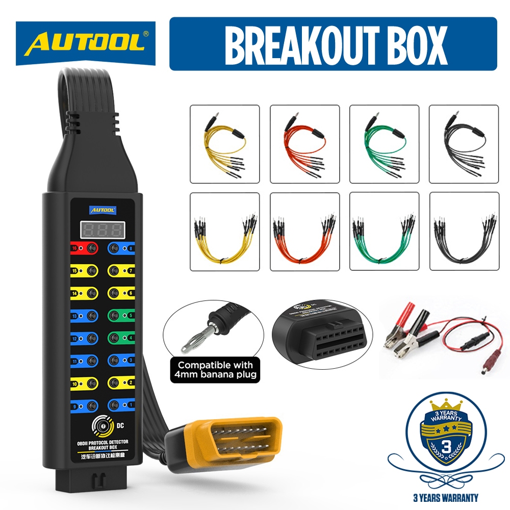 Autool OBD Breakout Box เข้ากันได้กับเครื่องสแกนเนอร์ OBD2/มัลติมิเตอร์เครื่องตรวจจับ Protocol วินิจ