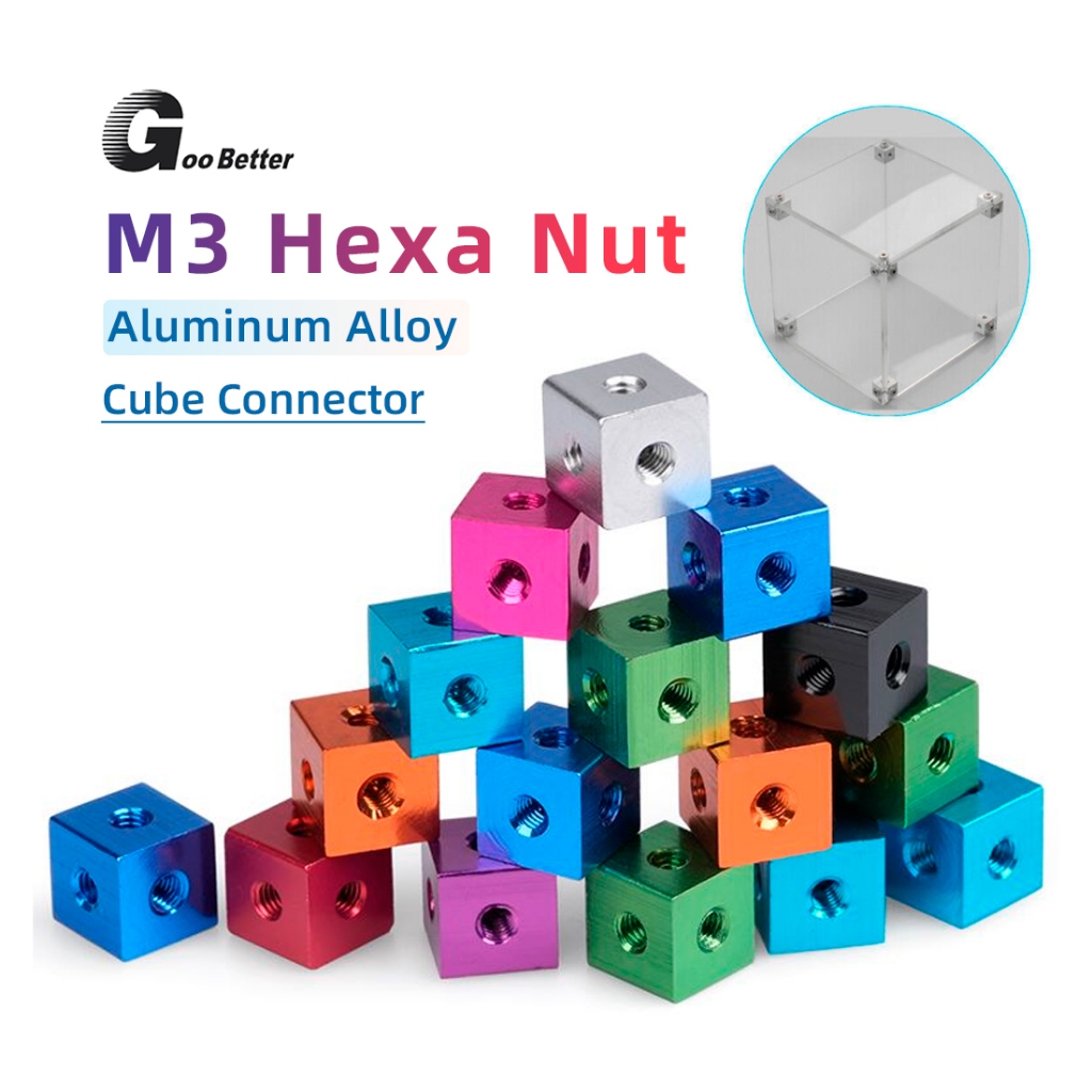 M3 Cube Connector อลูมิเนียมยึด 10 มม.Square Spacer Standoff Tee 6 ทิศทางเกลียวอลูมิเนียม Square Spacer Standoff Bush