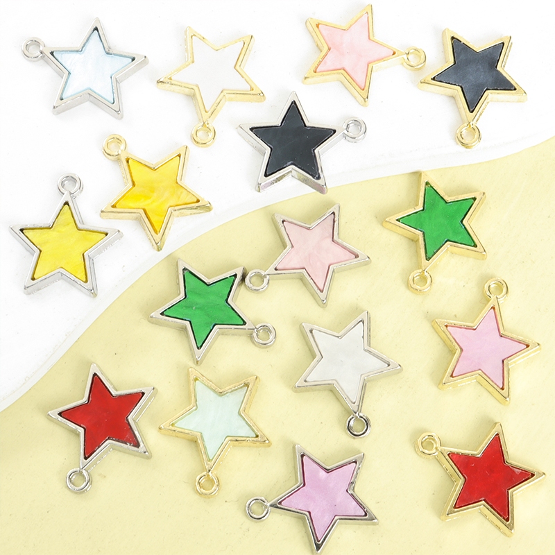 10ชิ้นอะคริลิที่มีสีสันดาวห้าแฉกเสน่ห์แฟชั่นอเนกประสงค์สร้อยข้อมือสร้อยคอต่างหูจี้รูปดาวห้าแฉก มีชีวิตชีวา เครื่องประดับทําเองอุปกรณ์โลหะผสม-ของขวัญที่สมบูรณ์แบบสําหรับสาววัยรุ่น
