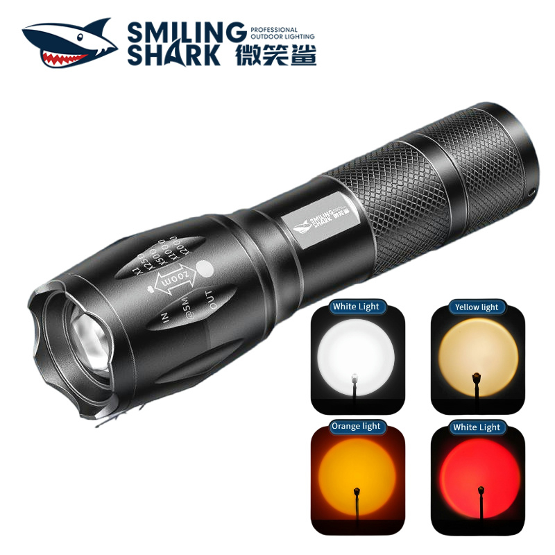 ยิ้ม ปลาฉลาม SD1003 ไฟฉายถ่ายภาพหลายสี ซูมโฟกัส ยูเอสบี ชาร์จ 4 แหล่งกําเนิดแสง โคมไฟส่องภาพ พร้อมขา