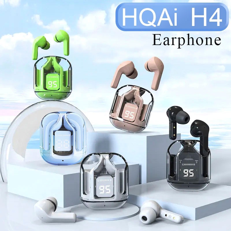 H4 หูฟังไร้สายบลูทูธ TWS Build-in Mic หูฟังตัดเสียงรบกวนหูฟัง Touch Control Hi-fi ชุดหูฟังกีฬากันน้ําสําหรับโทรศัพท์ทั้งหมด