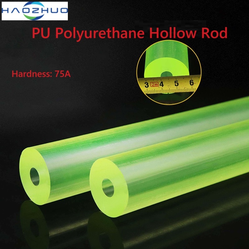Pu Polyurethane Hollow Rod 16/18/20/22/25/30/35/40/45~120 มม.หลอดยูรีเทนแท่งยางยืดหยุ่นสีเหลืองโปร่งแสงพลาสติก Sticks ความยาว: 500 มม.-1 ชิ้น