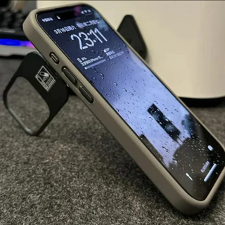 【Metal Bracket transparent acrylic hard case/Gray】เคส compatible for iphone 11 12 13 14 15 16 pro max case