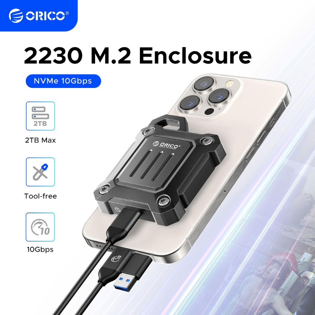 Orico M.2 2230 NVMe SSD Enclosure 10Gbps โลหะกันกระแทกสําหรับiPhone15 Pro Max Pr