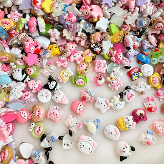Rou Bao 50pcs เล็บผสมการ์ตูน Series Sanrio Kulomi Kitty ของเล่น Story Kirby 3D เรซิ่นเล็บ Art DIY Handmade Hairpin เคสโทรศัพท์ตกแต่ง
