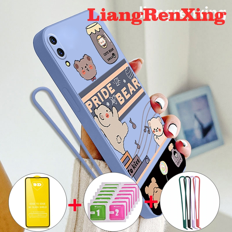 [ฟรีกระจก] ปลอก VIVO y91c VIVO y1s VIVO Y93 VIVO V11 Pro โทรศัพท์กรณี softcase ซิลิโคนเหลวป้องกันเรียบกันกระแทกปกการออกแบบใหม่การ์ตูนหมีกระต่าย ytmxt01