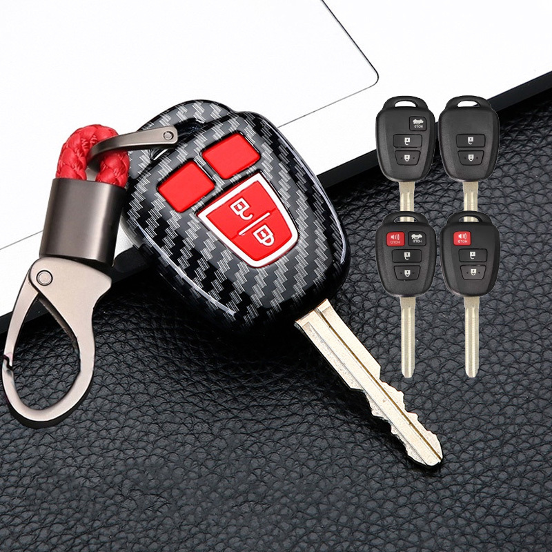 คาร์บอนไฟเบอร์ Toyota vios yaris ativ กุญแจ 2ปุ่ม รีโมท toyota เคสรถยนต์ ปลอก TOYOTA ยาริส เอทีฟ วีออส 2014-2020 Toyota Yaris 2017 / vios / Ativ 3 ปุ่ม 4 ปุ่ม