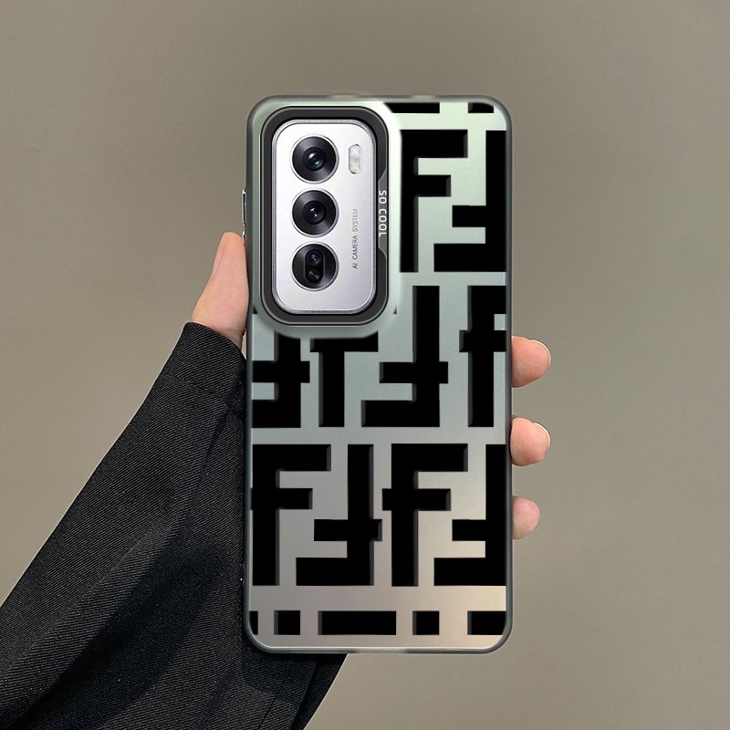 เคส OPPO Reno 12 Reno11F Reno11 Reno10 5G เคส OPPO Reno 12 11F 10 Pro 5G เคสกันกระแทกแข็งด้าน แบรนด์อินเทรนด์ดีไซน์สุดเท่หรูหราปุ่มชุบโทรศัพท์สําหรับเด็กนักเรียนชาย