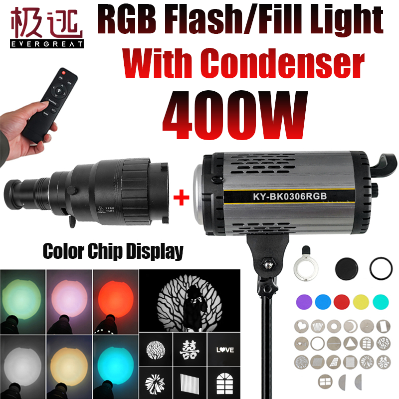 400w RGB Professional โปรเจคเตอร์สําหรับ Bowens Mount Video Light โลหะคอนเดนเซอร์ Art ผลพิเศษ