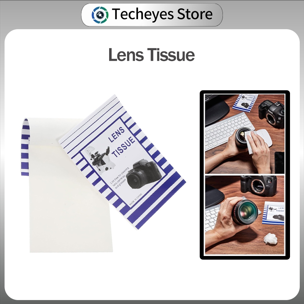 TechEyes ผ้าเช็ดทําความสะอาดเลนส์กระดาษทิชชู่เลนส์สําหรับเลนส์กล้อง/กล้องจุลทรรศน์/หน้าจอคอมพิวเตอร์/เครื่องขยาย/แว่นตา