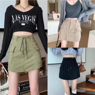 S-6XL กระโปรงยีนส์ผูกเชือกรองเท้าเอวสูงสำหรับผู้หญิง สไตล์เกาหลีเรโทรโร รูปแบบทั้งหมด เอนกประสงค์ที่ไม่ลื่นไหล