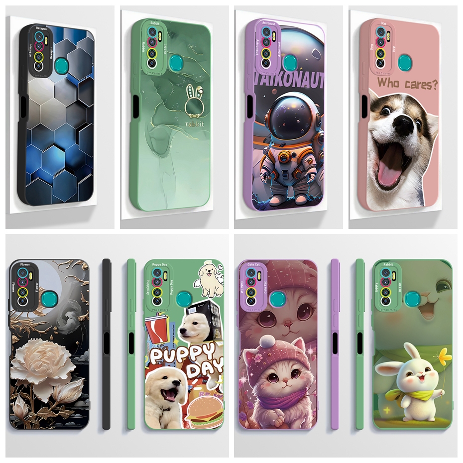 Infinix Note 7 Lite Tecno Camon 15 Spark 5 Pro KE5 KD7S CD7 X656 กรณีความงามการ์ตูนนักบินอวกาศเคสโทร