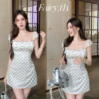 Fairy 🍒 ลูกไม้ลายจุด Splicing แขนบินเล็ก ๆ ชุดเชือกแขวนคอผู้…