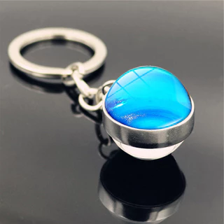 ระบบพลังงานแสงอาทิตย์ Galaxy Nebula Double-Sided Glass Ball พวงกุญแจ Moon Earth Mars จี้พวงกุญแจเครื่องประดับขายส่ง