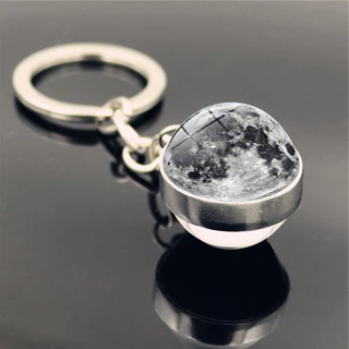 ระบบพลังงานแสงอาทิตย์ Galaxy Nebula Double-Sided Glass Ball พวงกุญแจ Moon Earth Mars จี้พวงกุญแจเครื่องประดับขายส่ง