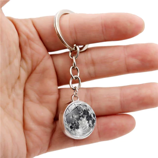 ระบบพลังงานแสงอาทิตย์ Galaxy Nebula Double-Sided Glass Ball พวงกุญแจ Moon Earth Mars จี้พวงกุญแจเครื่องประดับขายส่ง