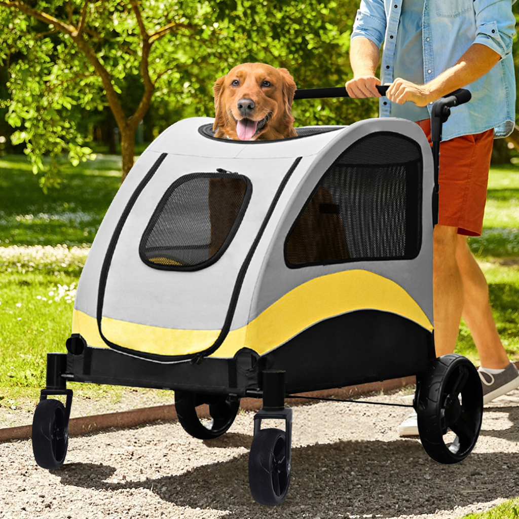 รถเข็นสุนัขขนาดกลาง/ขนาดใหญ่สัตว์เลี้ยง Jogger Wagon รถเข็นพับได้รถเข็นท่องเที่ยวกลางแจ้ง – โปรปัง