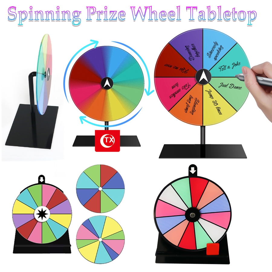 8 ช่องอะคริลิค Spinning Prize ล้อสี Editable Dry Erase Spin Wheel สําหรับรางวัลพร้อมขาตั้งโต๊ะ qiazhilth