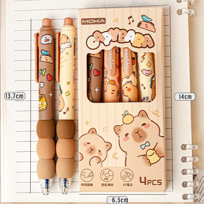 4 ชิ้น Kapibara นุ่ม Oubao กดด้านข้าง Erasable รูปที่ 8