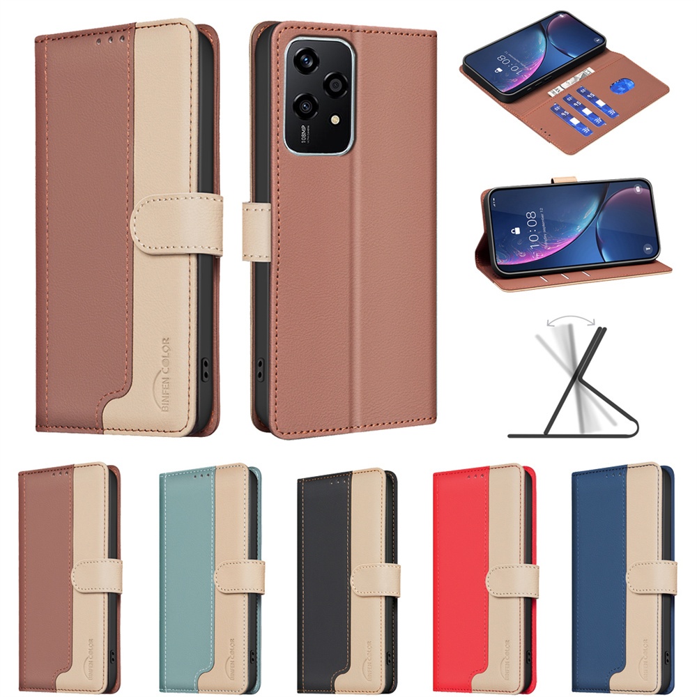 หรูหราสําหรับ Huawei Honor 90 100 Pro 200 Lite X9B X8B X7B X7A X6A พร้อม RFID Blocking กระเป๋าสตางค์หนังกรณีผู้ถือบัตรฝาครอบ