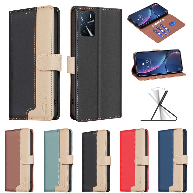 หรูหราสําหรับ OPPO Reno6 Reno5 Z A93 A74 A54 A55 A94 A95 5G A16 A16S A92 A72 A52 4G พร้อม RFID Blocking กระเป๋าสตางค์หนังพลิกกรณีผู้ถือบัตรฝาครอบ