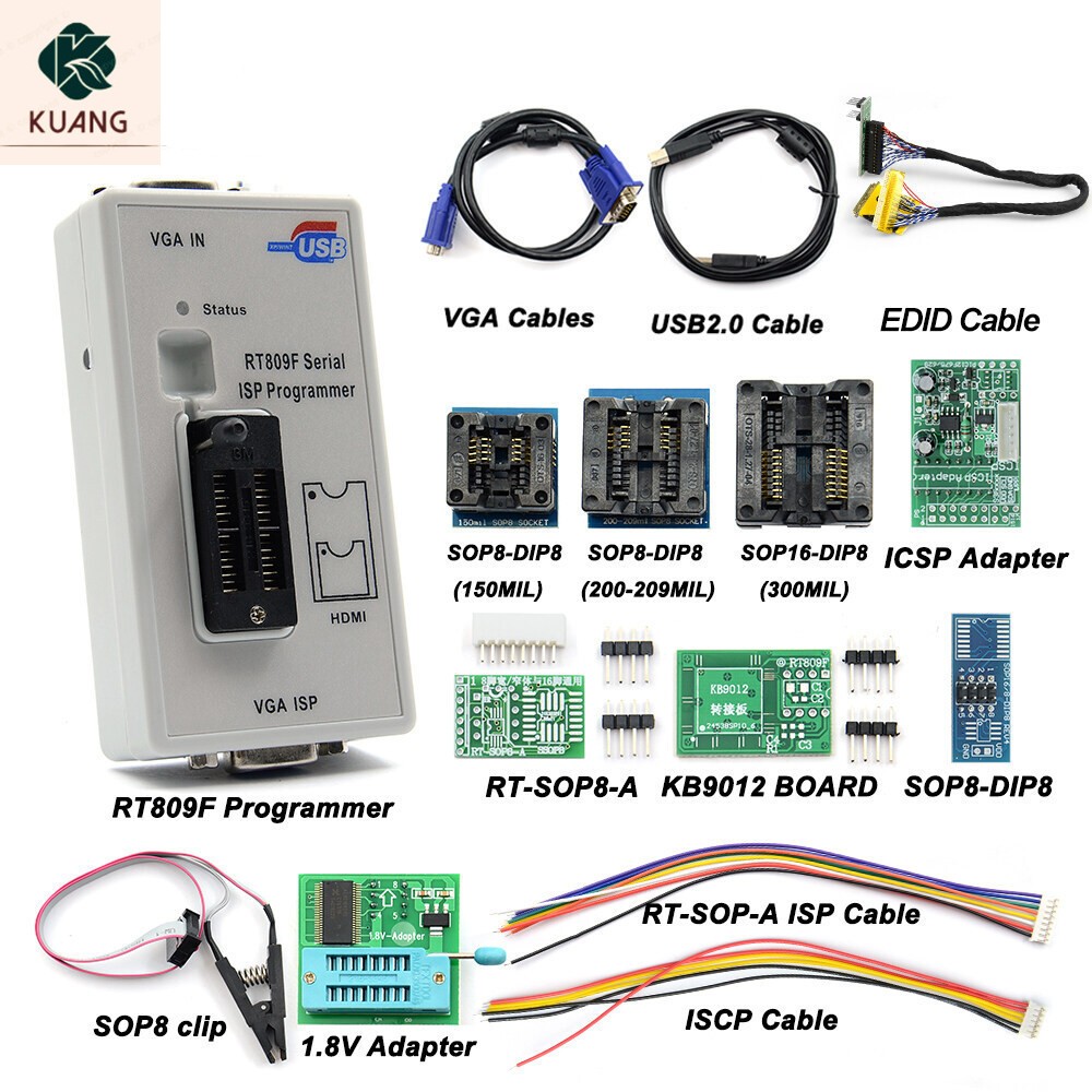 [7/19 ชิ้น]RT809F ISP โปรแกรมเมอร์/RT809 Lcd Usb 24-25-93 Series IC พร้อม 11 อะแดปเตอร์ LCD โปรแกรมเ