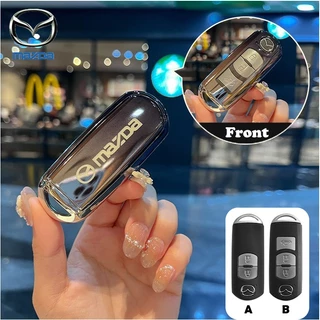 สีไล่ระดับสีกุญแจรถสําหรับ mazda skyactive/cx-5/cx-3/mazda 2/mazda 3 พวงกุญแจฝาครอบกุญแจ
