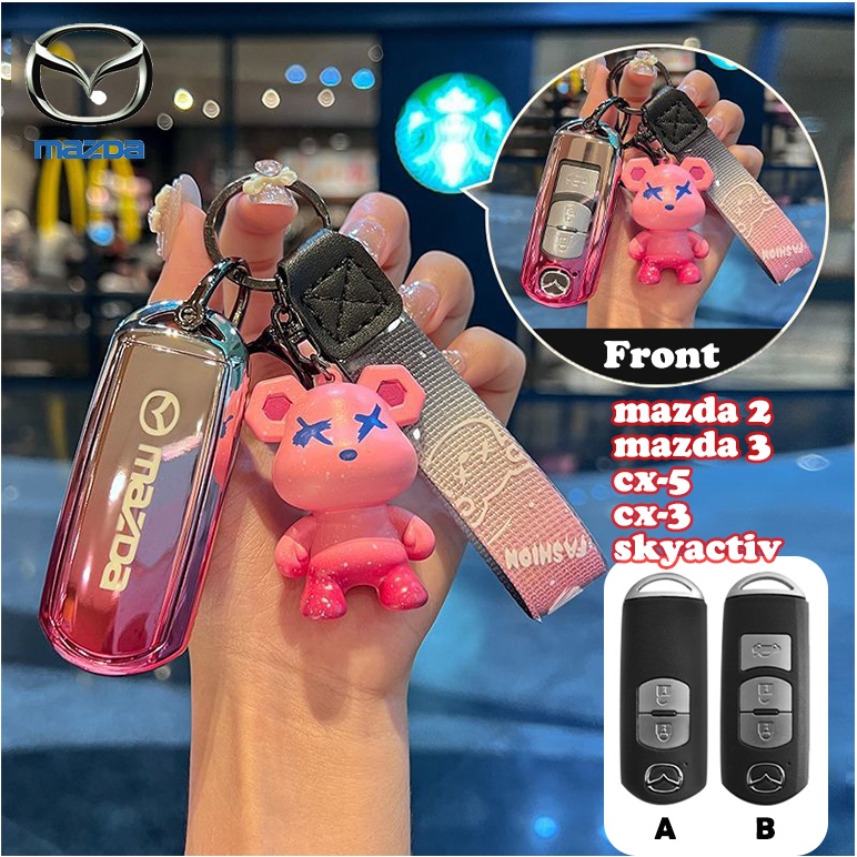 Mazda สีไล่ระดับสีกุญแจรถสําหรับ mazda skyactive/cx-5/cx-3/mazda 2/mazda 3 พวงกุญแจฝาครอบกุญแจ