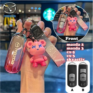 สีไล่ระดับสีกุญแจรถสําหรับ mazda skyactive/cx-5/cx-3/mazda 2/mazda 3 พวงกุญแจฝาครอบกุญแจ