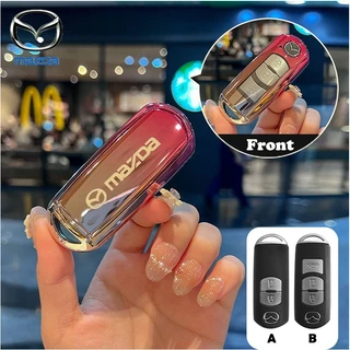 สีไล่ระดับสีกุญแจรถสําหรับ mazda skyactive/cx-5/cx-3/mazda 2/mazda 3 พวงกุญแจฝาครอบกุญแจ