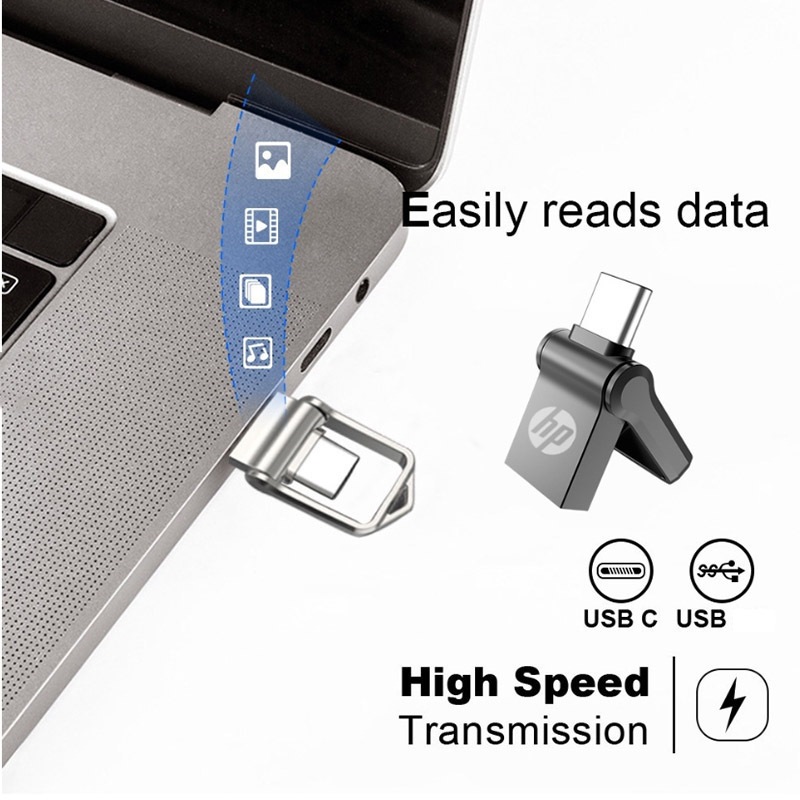 Hp TYPE-C Two-in-One Flash Driver 2TB 1TB 512GB 256GB 128GB OTG ปากกา 8GB 16GB 32GB 64GB โลหะกันน้ํา U Disk เหมาะสําหรับโทรศัพท์มือถือลําโพงคอมพิวเตอร์