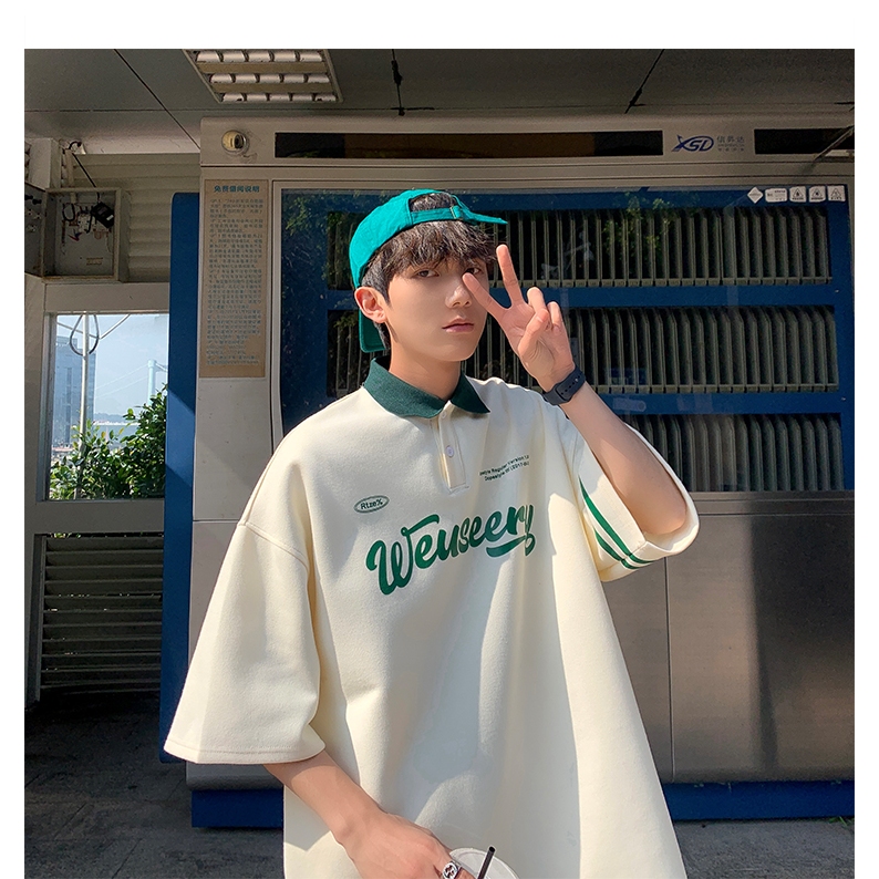 ⚡️Proman⚡️ [ 2 สี COD ]-American polo แขนสั้นผู้ชาย ฤดูร้อน  แมทช์ลุคง่าย Ins แบรนด์ยอดนิยม แนววินเทจ แขนสั้น