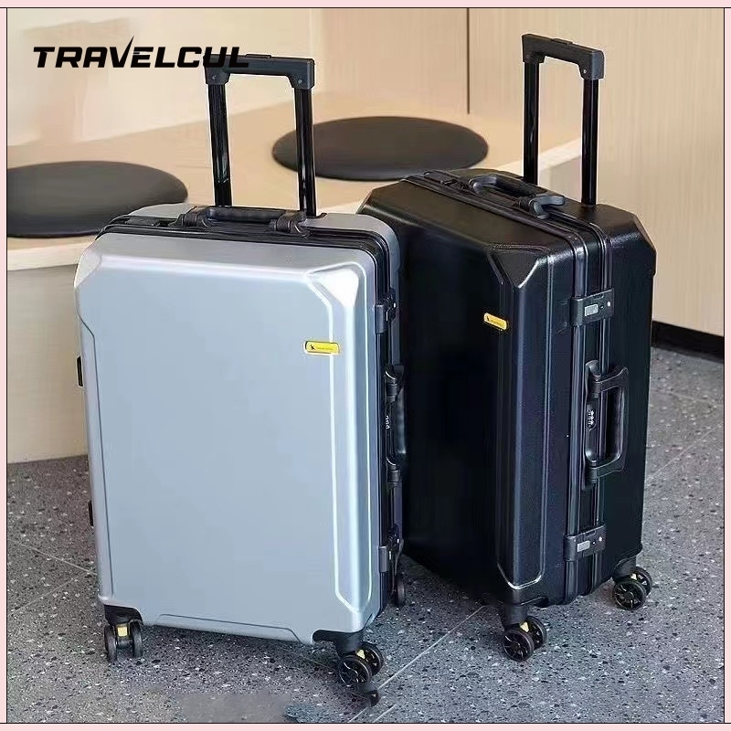 Travelucl 20/24 นิ้วอลูมิเนียมกระเป๋าเดินทางพอร์ต USB กระเป๋าเดินทางความจุขนาดใหญ่กระเป๋าเดินทางหัวเข็มขัดคู่กระเป๋าเดินทางกระเป๋าเดินทาง