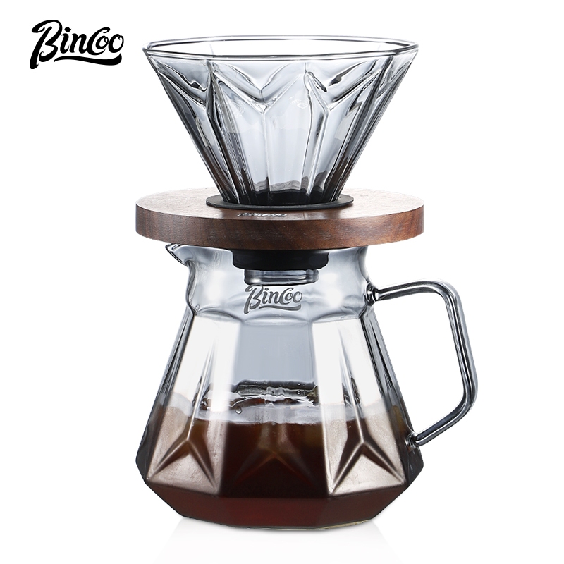 Bincoo หม้อกาแฟชงมือชุดหม้อแบ่งปันพร้อมถ้วยกรอง V60 ชุดหม้อกาแฟกรองสกัดเครื่องชงกาแฟ 680ML