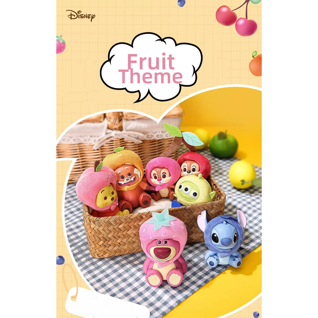 Miniso Disney Fruit Theme Blind Boxs Toy Collection GiftLotso Stitch Alien Chip & Dale Winnie the Pooh