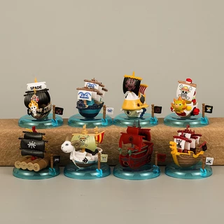 8 ชิ้น/เซ็ตอะนิเมะ One Piece รูป Luffy พัน Sunny Going Merry Marshall D สอนเรือ Boa Hancock เรือโจรสลัด PVC ตัวเลขการกระทําตุ๊กตาของเล่น