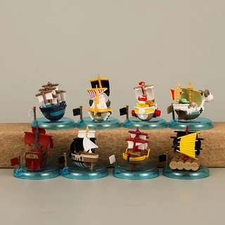 8 ชิ้น/เซ็ตอะนิเมะ One Piece รูป Luffy พัน Sunny Going Merry Marshall D สอนเรือ Boa Hancock เรือโจรสลัด PVC ตัวเลขการกระทําตุ๊กตาของเล่น