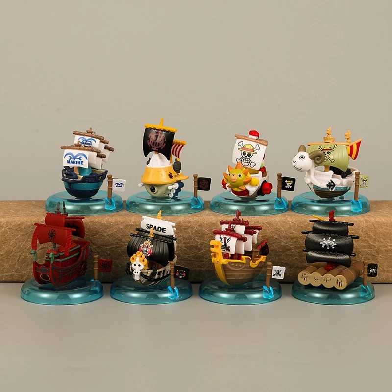 8 ชิ้น/เซ็ตอะนิเมะ One Piece รูป Luffy พัน Sunny Going Merry Marshall D สอนเรือ Boa Hancock เรือโจรสลัด PVC ตัวเลขการกระทําตุ๊กตาของเล่น