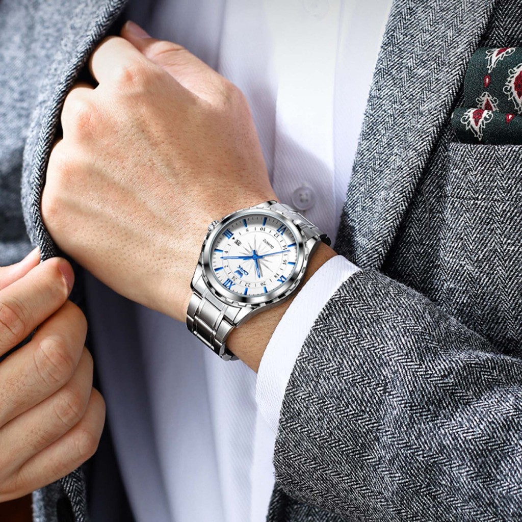 นาฬิกาควอทซ์ลําลองผู้ชายพร้อมสายสแตนเลส