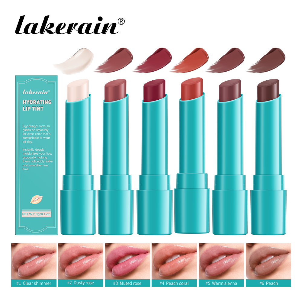 Lakerain 24-Hour Hydrating Vegan Tinted Lip Balm Long-Lasting Smooth Lip Tint & Stain High Shine เสริมสีริมฝีปากธรรมชาติ