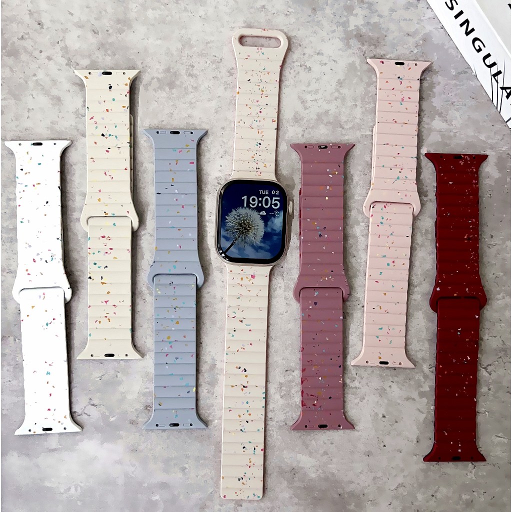 New Magnetic Colored Shavings Watch Strap For Watch Series 10 9 8 7 6 5 34 3 21 SE,SE2,Ultra Strap ใ