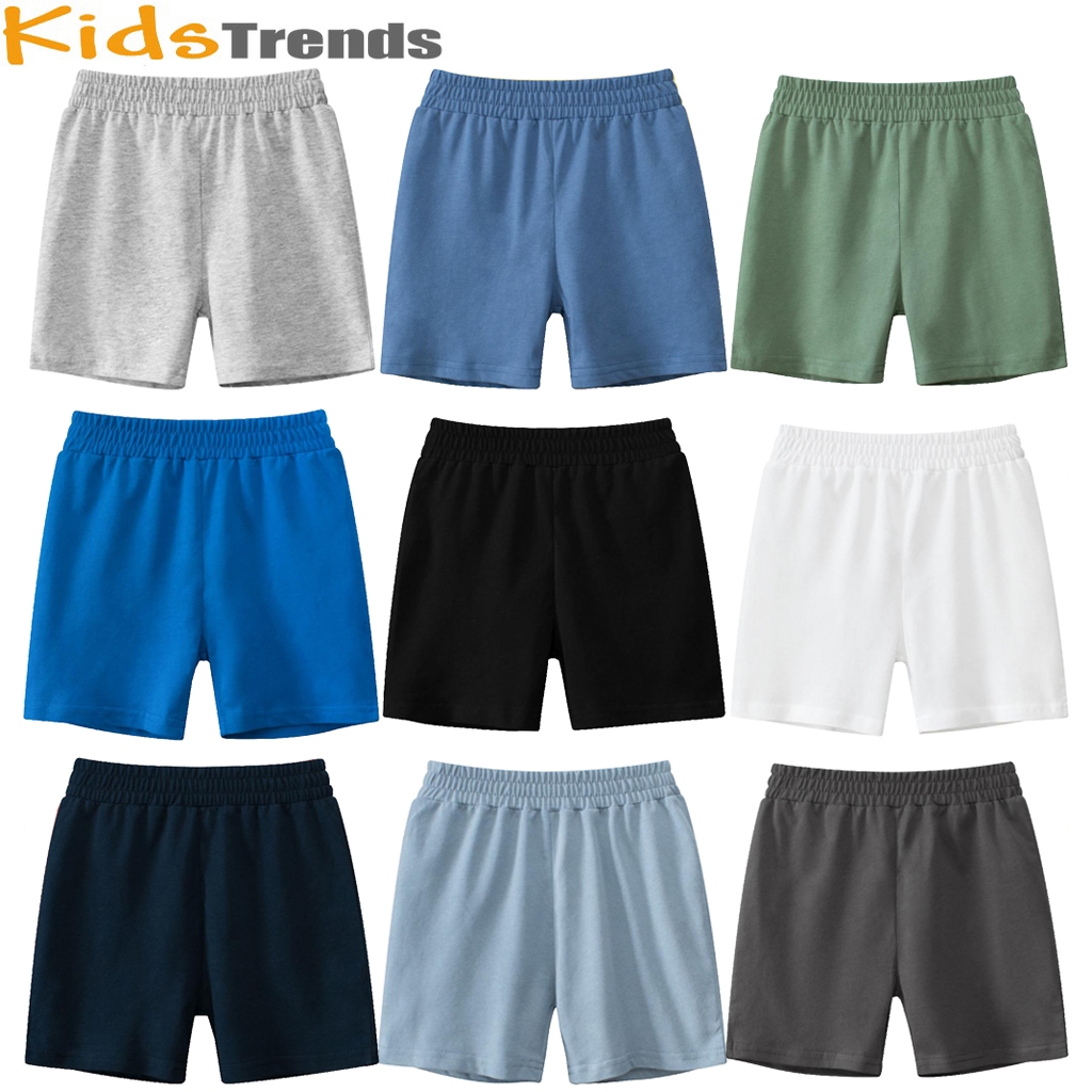 กางเกงขาสั้นเด็ก ผ้าฝ้ายธรรมดา ลำลอง สีสันสดใส แฟชั่นฤดูร้อน