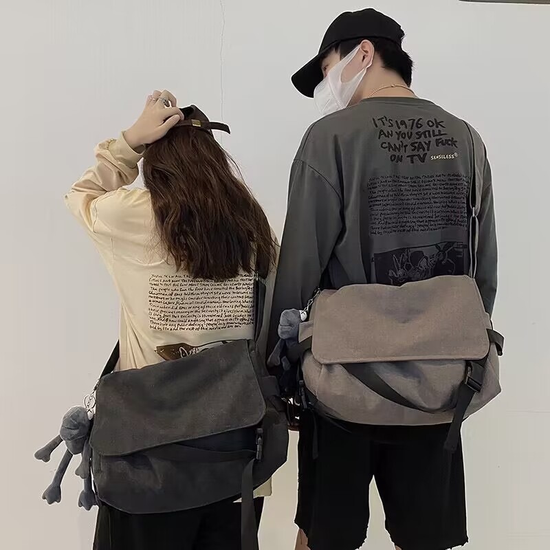 Messenger Canvas Bag Unisex Stylish Crossbody Shoulder Bag Student Casual Backpack