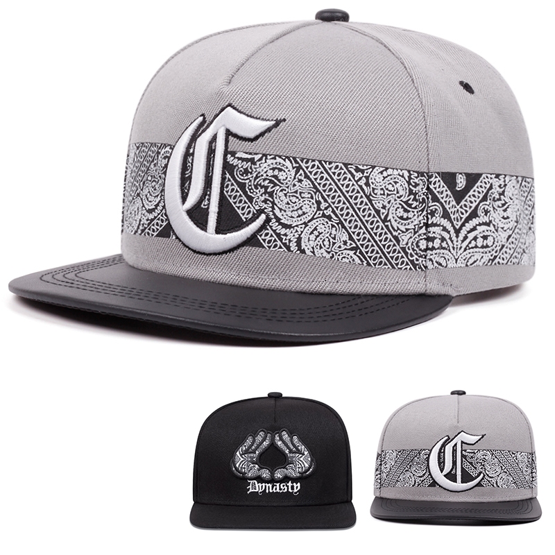 C-ตัวอักษรเย็บปักถักร้อย snapback หมวกสําหรับผู้ชายผู้หญิงกลางแจ้ง visor หมวก Hip Hop หมวกวินเทจหมวก Unisex