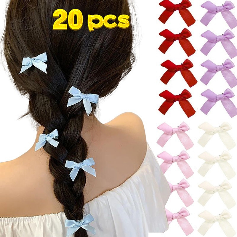 20ชิ้น [4เซนติเมตร]หลากสีโบว์กิ๊บริบบิ้นมินิหวานน่ารักริบบิ้นกิ๊บ ใบเรียกเก็บเงินเป็ด คลิปอุปกรณ์ผมถักเปีย