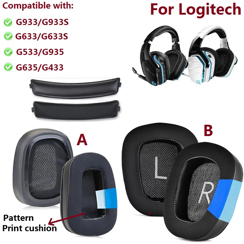 Cooling Gel แผ่นรองหูฟังสําหรับ Logitech G633/G633S/G933/G933S/G533/G935/G635/G433 หูฟังเปลี่ยน Earmuffs แถบคาดศีรษะเบาะ